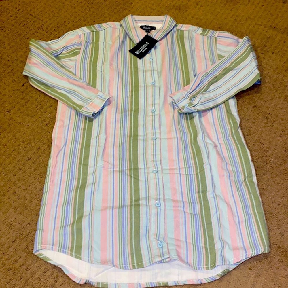 Misguided oversized pastel stripe dress
